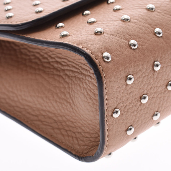 Gucci Chain Shoulder Bag Studs Beige Black Calfskin - Picture 5 of 9